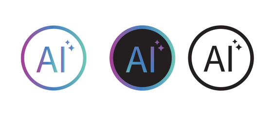 AI generate icon set. Sparkle Icon Set. AI star and square, artificial intelligence. Vector Illustration Design