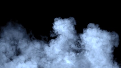 Naklejka premium Abstract blurred blue smoke misty fog on isolated black background. Texture overlays. Paranormal mystic smoke, clouds for movie scenes
