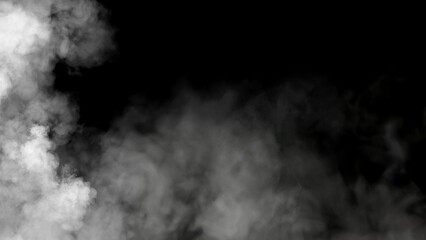 Abstract blurred smoke misty fog on isolated black background. Texture overlays. Paranormal mystic smoke, clouds for movie scenes