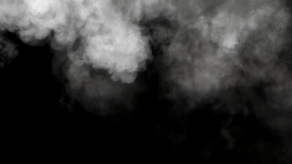 Abstract blurred smoke misty fog on isolated black background. Texture overlays. Paranormal mystic smoke, clouds for movie scenes