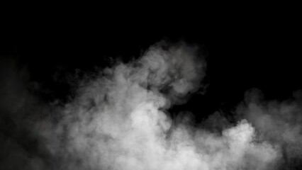 Abstract blurred smoke misty fog on isolated black background. Texture overlays. Paranormal mystic smoke, clouds for movie scenes