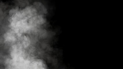 Abstract blurred smoke misty fog on isolated black background. Texture overlays. Paranormal mystic smoke, clouds for movie scenes