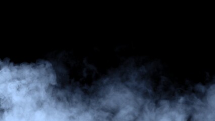 Abstract blurred blue smoke misty fog on isolated black background. Texture overlays. Paranormal mystic smoke, clouds for movie scenes