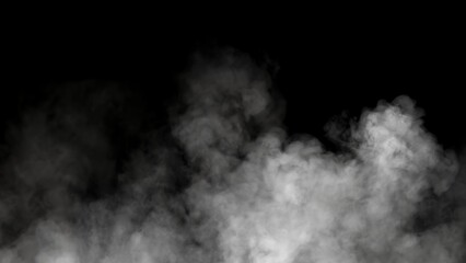 Abstract blurred smoke misty fog on isolated black background. Texture overlays. Paranormal mystic smoke, clouds for movie scenes