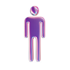 3d render of chrome shape y2k inspired man icon