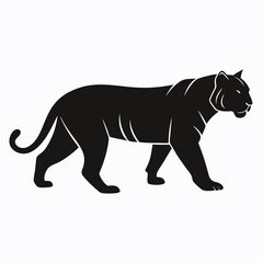 Obraz premium Sleek black panther silhouette walking vector illustration wildlife icon design.