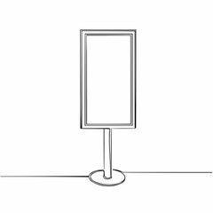 A minimalistic line art image of an empty standing sign. This versatile design offers a clean space for any content