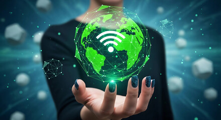 A futuristic cityscape with interconnected devices symbolizing the Internet of Things and advanced technology integration, Generative AI.