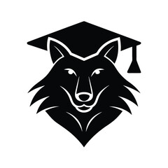 Smart Wolf Graduation Cap Black and White