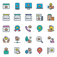 Filled outline icons set for Real estate