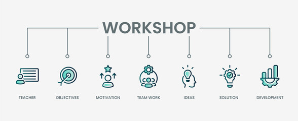 Workshop set icon with modern green concept