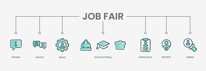 Job fair set icon with modern green concept