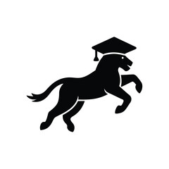 Graduating Horse Silhouette with Mortarboard Cap