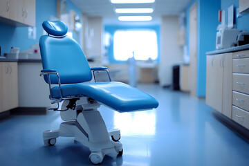 doctor office or examination room in a hospital blue chair x ray view. Medical healthcare background