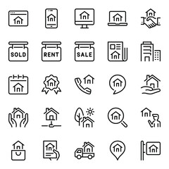 Outline icons set for Real estate