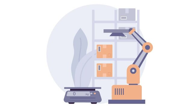 Meet Me or follow-me Bots animation, Multiple bots work in tandem with different pickers tasks animated video, Warehouse automation Clip Industrial revolution footage Shipping Logistic motion graphics