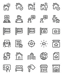 Outline icons set for Real estate