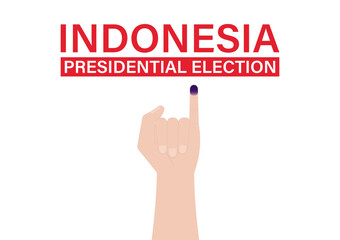 Little Finger with Purple Ink. Election in Indonesia. Election Concept. Vector Illustration.