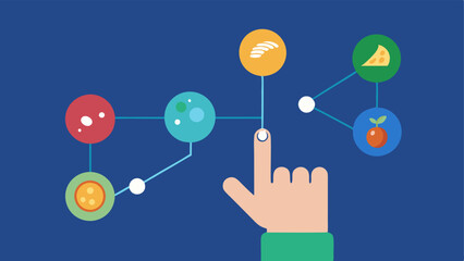 Fototapeta premium Nutrigenomics Graph A chart showcasing various nutrients plotted against genetic markers with a hand pointing to a specific area of interest.