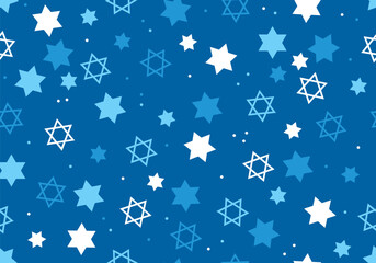 Jewish seamless pattern with confetti and star of David