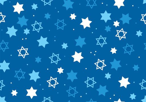 Jewish seamless pattern with confetti and star of David