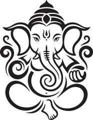 ganesha tribal tattoo style black and white illustration