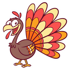 Turkey Emoji with Colorful Feathers and Smile
