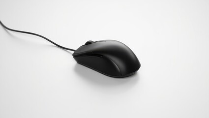 Sleek Black Computer Mouse on a Clean White Background for Technology and Design Projects