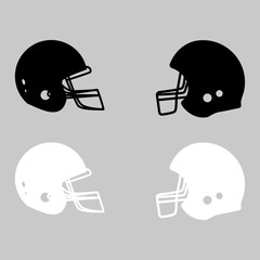 Football Helmet Flat Icon Set on Gray Background Vector