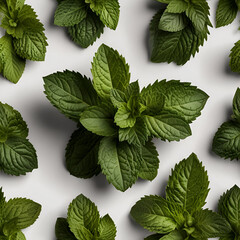 green mint leaves