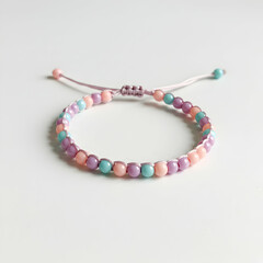 Pastel Beaded Bracelet Delicate Pink Purple and Turquoise Jewelry