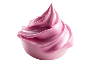 Pink whipped cream swirl isolated on a white background