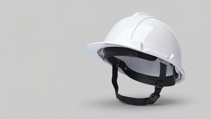 Fototapeta premium Isolated White Hard Hat on a Neutral Background Safety Equipment for Construction and Industrial Work Protective Gear