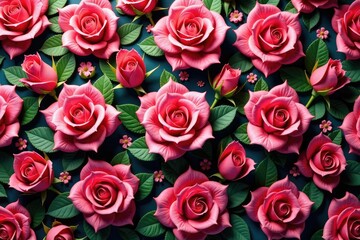 Fototapeta premium Intricate blooming rose pattern, repeating endlessly , botanical, floral wallpaper, seamless pattern