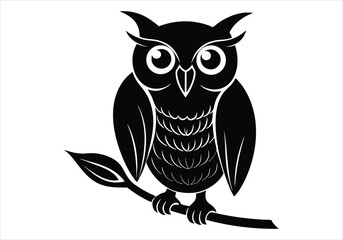 owl on a branch silhouette 
