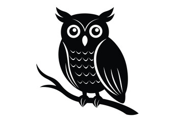 owl perched on a branch silhouette  