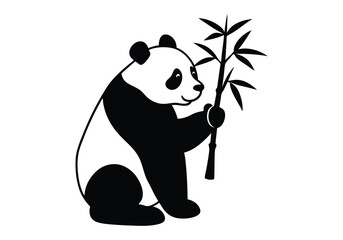 panda eating bamboo silhouette