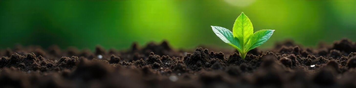 A lush green plant is partially submerged in soil, its leaves peeking out from the freshly turned earth The image evokes themes of concealment, rebirth, and the fragility of nature , digging, leaves