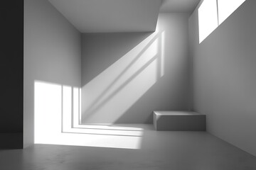 Fototapeta premium Minimalist Interior with Striking Light Play and Subtle Shadows in a Clean Space