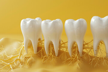 Teeth and Roots - 3D Illustration