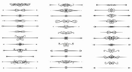 Set of vintage calligraphic design elements, page decoration, border, frame, vector, and divider illustration