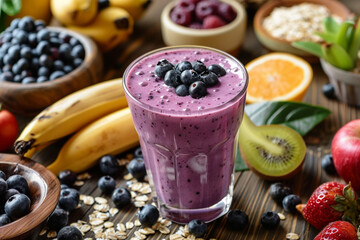 Blueberry Smoothie with Fresh Fruit