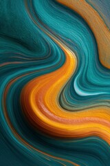 Abstract teal  gold swirl fluid