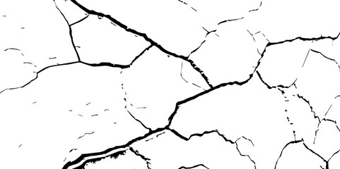 Obraz premium Cracked Earth Vector Texture with Transparent Background – High-Detail Grunge Overlay of Dry, Distressed Lines and Natural&nbsp;Ground&nbsp;Erosion 
