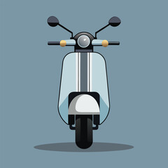 Modern light blue scooter illustration front view transportation design.