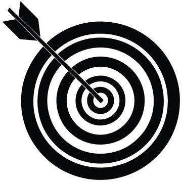 recommend clip art: Arrow hitting target bullseye black and white minimalistic design achievement.