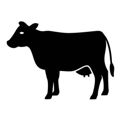 Minimalist Black and White Cow Animal Illustration