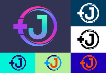 Set of monogram letter J logo with property element design