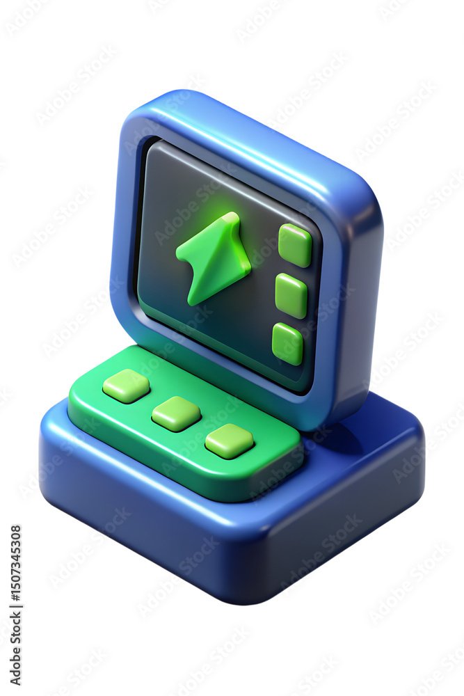 Poster A vibrant 3d rendering of a navigation icon representing guidance on a transparent background for user interface designs.