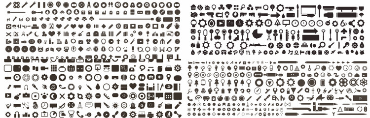 Icon Collection: A comprehensive assemblage of meticulously crafted icons, encompassing diverse shapes and sizes, designed to cater to a multitude of design applications.